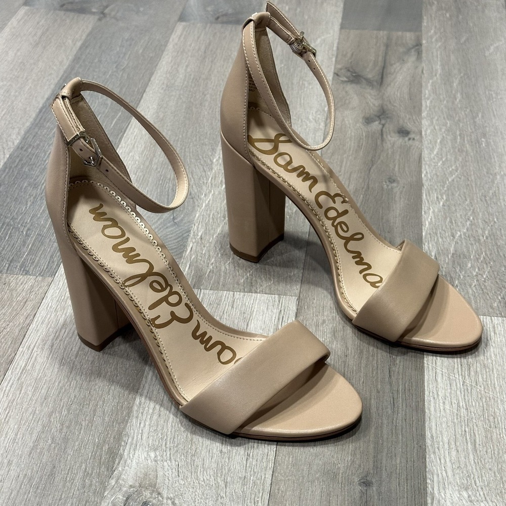 Sam Edelman Yaro Ankle Strap Heels Classic Nude Faux Leather -Women's Size US 10 - Picture 2 of 8